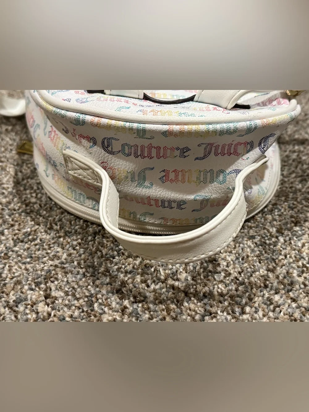 Juicy Couture White Multicolor Monogram Logo Backpack